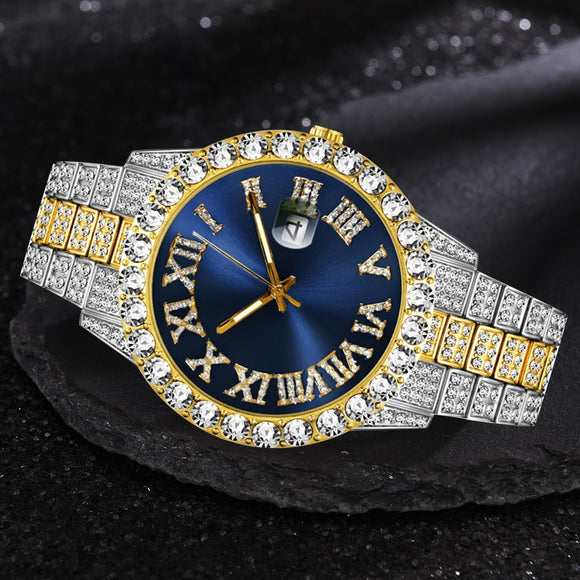 Universal Bargain!!! Iced Out Watch Men Luxury Brand Full Diamond Mens Watches AAA CZ Quartz Men's Watch Waterproof Hip Hop Male Clock Gift For Men - Boom Boom London