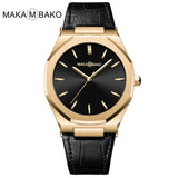 2021 New Luxury Genuine Leather Band Business Men's Quartz Watches Waterproof Creative All Black Dial Brand Male's Wristwatch - Boom Boom London