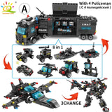 HUIQIBAO SWAT Police Station Truck Model Building Blocks City Machine Helicopter Car Figures Bricks Educational Toy For Children - Boom Boom London