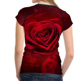 FORUDESIGNS 3D Flower Red Rose Print Women T shirt Fashion O-neck Short Sleeve Crop tops Clothes Brand Fitness Female T-shirts - Boom Boom London