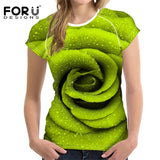 FORUDESIGNS 3D Flower Red Rose Print Women T shirt Fashion O-neck Short Sleeve Crop tops Clothes Brand Fitness Female T-shirts - Boom Boom London