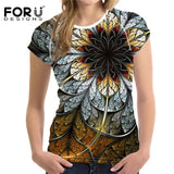 FORUDESIGNS 3D Flower Red Rose Print Women T shirt Fashion O-neck Short Sleeve Crop tops Clothes Brand Fitness Female T-shirts - Boom Boom London