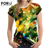 FORUDESIGNS 3D Flower Red Rose Print Women T shirt Fashion O-neck Short Sleeve Crop tops Clothes Brand Fitness Female T-shirts - Boom Boom London