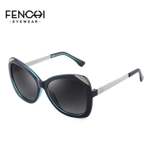 FENCHI Sunglasses Women Metal Diamonds Glasses Driving Mirror Fashion Design New Cat Eye Sunglasses High Quality - Boom Boom London