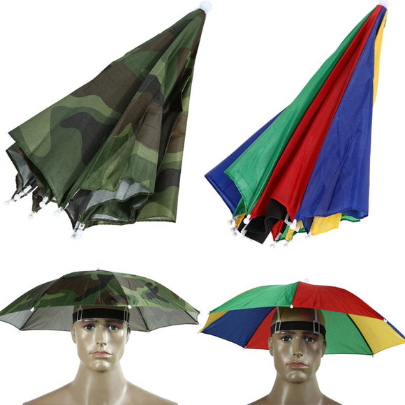 Foldable Umbrella Hat Cap Headwear Umbrella for Fishing Hiking Beach Camping Cap Head Hats Outdoor Rain Gear - Boom Boom London