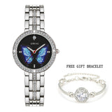 Stryve New Designer Ladies Watch Alloy Fashion Butterfly Crystal Dial Waterproof Quartz Luxury Women Watches With Free Bracelets - Boom Boom London