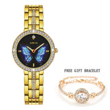 Stryve New Designer Ladies Watch Alloy Fashion Butterfly Crystal Dial Waterproof Quartz Luxury Women Watches With Free Bracelets - Boom Boom London