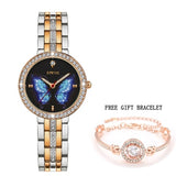 Stryve New Designer Ladies Watch Alloy Fashion Butterfly Crystal Dial Waterproof Quartz Luxury Women Watches With Free Bracelets - Boom Boom London